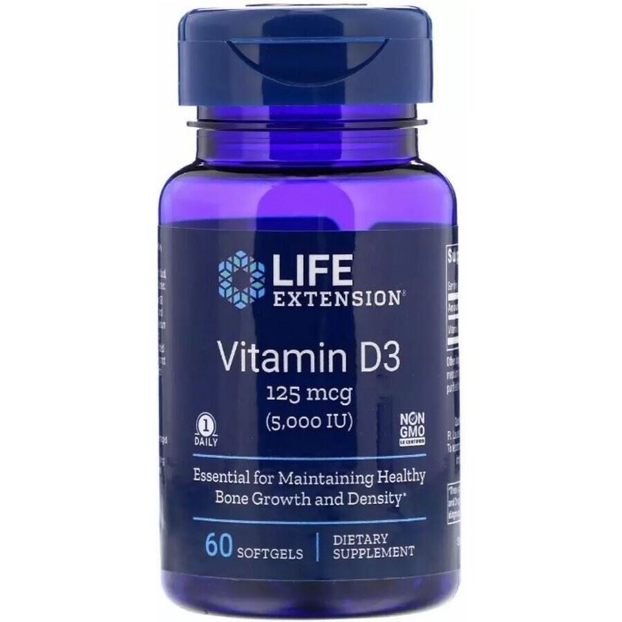 Вітамін Д-3 Life Extension Vitamin D3 5000 МО 60 капсул